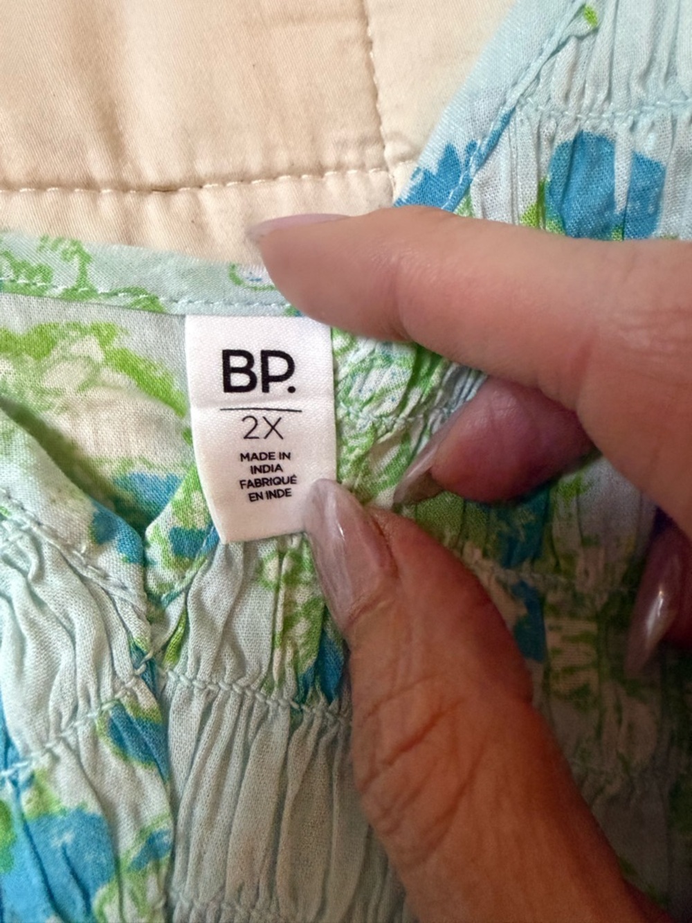 BP Nordstrom Floral Smocked Peplum Cami Top Blue Green Plus Size 2X NWT - Picture 2 of 6